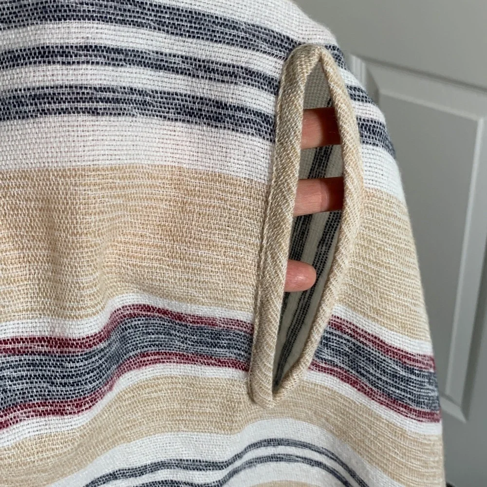 J crew woven striped shawl with arm holes